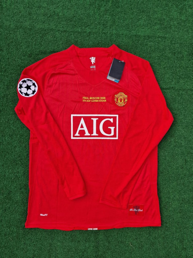 Manchester United 2008 Champions Leage Final Moscow Retro Long Sleeve Jersey