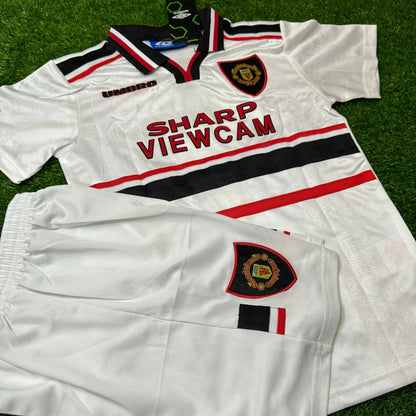 David Beckham Manchester United 1997/98 White Home Kids Kit – Kit Jersey for Children – | KinderTrikot | Maillot Enfant Soccer Shirt
