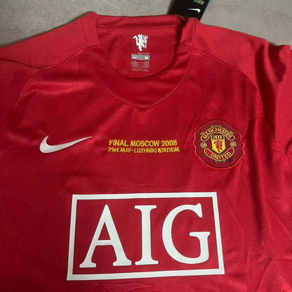 Nemanja Vidic Manchester United Champions League Final Moscow 2008 Retro Red Football Shirt Soccer Shirt