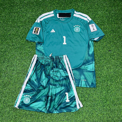 Manuel Neuer Germany 2026 World Cup Kids Goalkeeper Green Football Jersey
