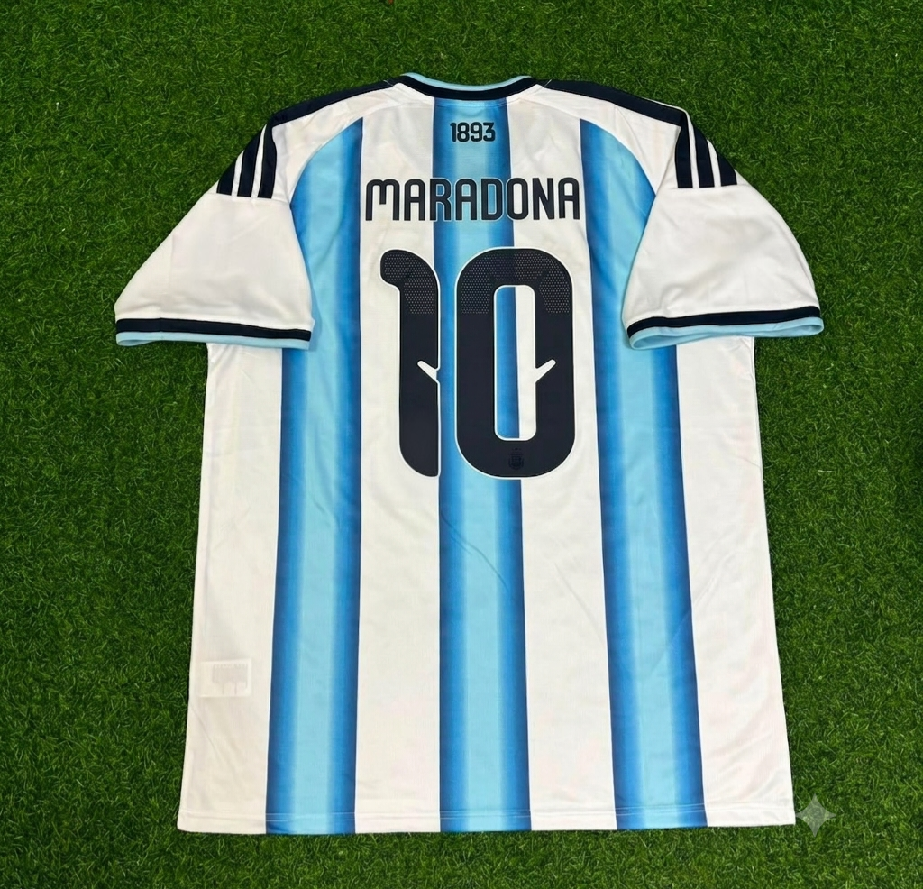 Diego Armando Maradona Argentina Retro Home White Football Jersey Trikot Maillot