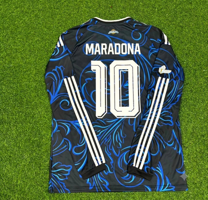 Diego Armando Maradona #10 Argentina Retro Away Long Sleeve Football Jersey