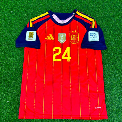 Marc Cucurella #24 Spain 2026 World Cup 2 stars Home Football Jersey