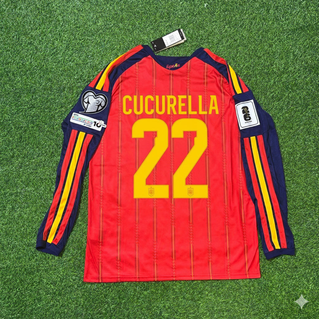 Marc Cucurella Spain 2026 World Cup Home Long Sleeve Jersey Trikot Maillot