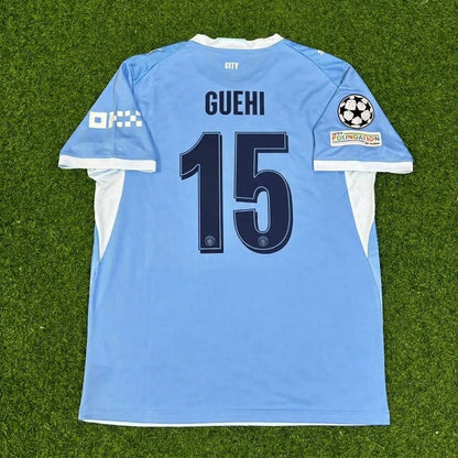 Marc Guéhi #15 Manchester City 2026-27 Home New Season Champions League Patch Jersey Trikot Maillot Soccer Shirt