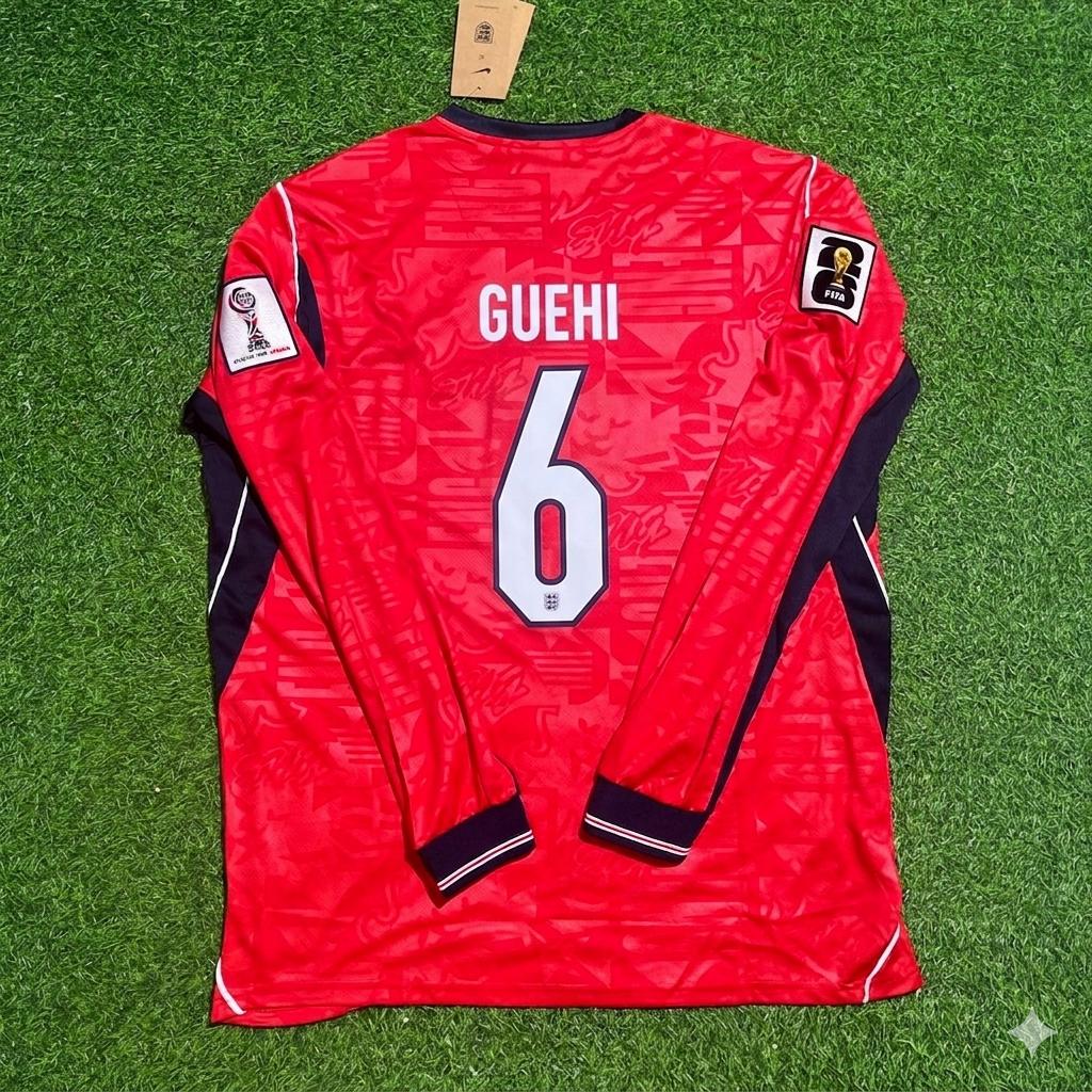 Marc Guehi England 2026 World Cup Away Red Long Sleeve Football Jersey