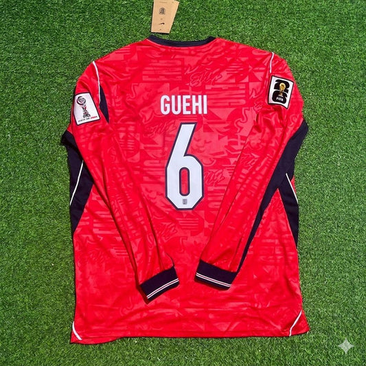 Marc Guehi England 2026 World Cup Away Red Long Sleeve Football Jersey