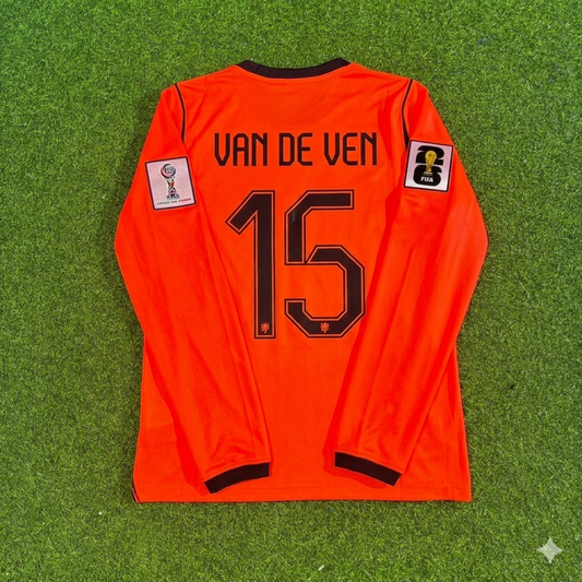 Micky van de Ven #15 Netherlands 2026 World Cup Home Long Sleeve Football Jersey