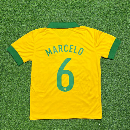 Marcelo #6 Brazil 2014 World Cup Home Retro Yellow Jersey