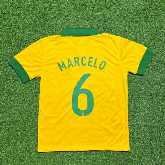 Marcelo #6 Brazil 2014 World Cup Home Retro Yellow Jersey