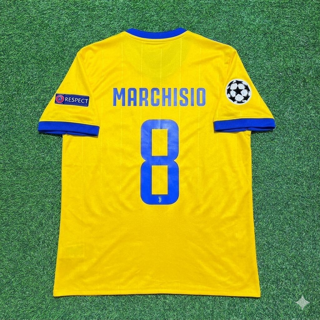 Claudio Marchisio Juventus 2017-2018 Yellow Retro Football Jersey
