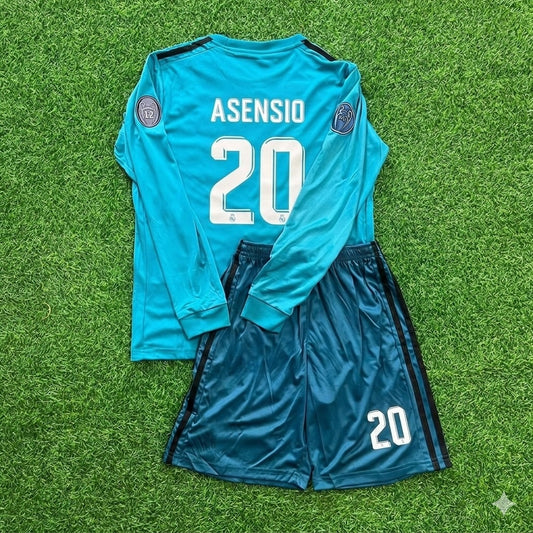 Marco Asensio 20- Real Madrid 2017 /2018 Long Sleeve Kids Kit Jersey Soccer Shirt KinderTrikot