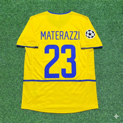 Marco Materazzi Inter Milan 2002-2003 Yellow Retro Football Jersey