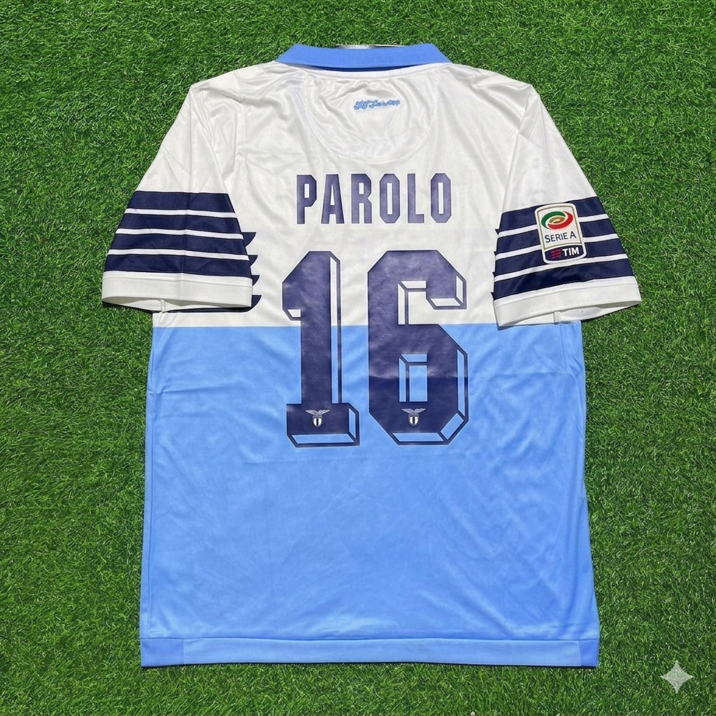 Marco Parolo #16 Lazio White Blue Retro Home Football Jersey