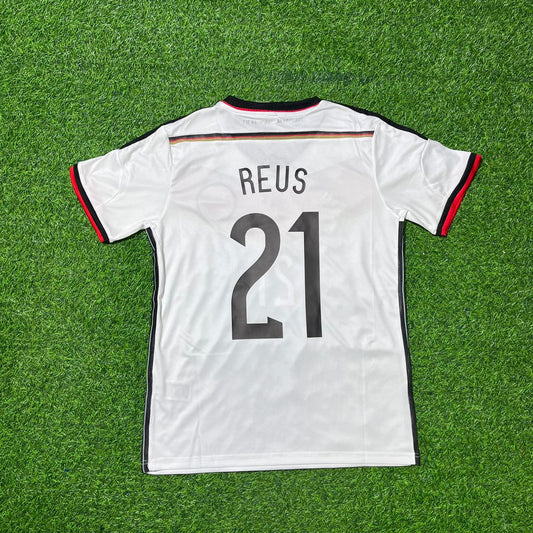 Marco Reus - Germany Deutschland 2014 World Cup White Retro Kit Jersey Trikot Maillot Soccer Shirt