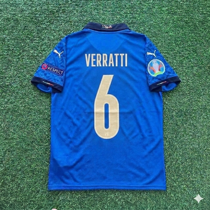 Marco Verratti #6 Italy EURO 2020 Final Retro Soccer Jersey – | Trikot | Maillot Soccer Shirt