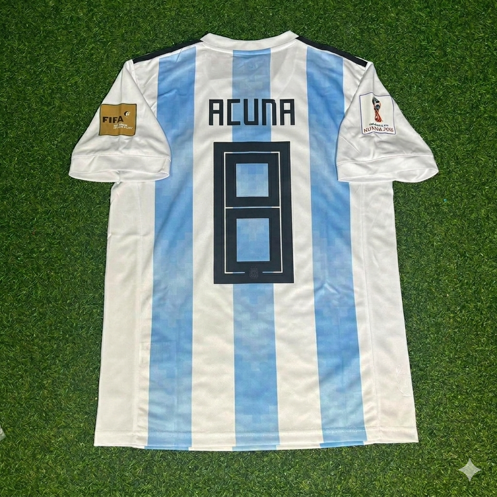 Marcos Acuña Argentina 2018 World Cup Home Retro Jersey