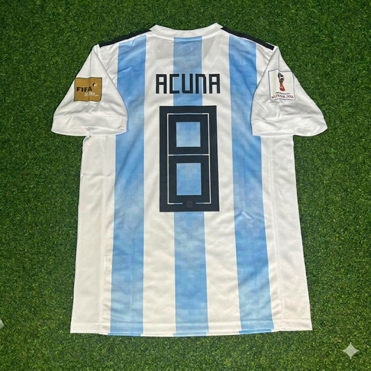 Marcos Acuña Argentina 2018 World Cup Home Retro Jersey
