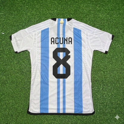 Marcos Acuña 8- Argentina 2022 Qatar World Cup Champion Home Jersey Maillot Trikot Maglia Soccer Shirt
