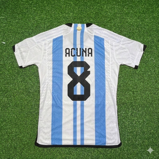 Marcos Acuña 8- Argentina 2022 Qatar World Cup Champion Home Jersey Maillot Trikot Maglia Soccer Shirt