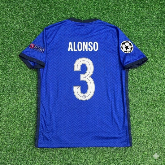 Marcos Alonso 3- Chelsea 2021 Champions League Final Blue Retro Football Jersey Kit