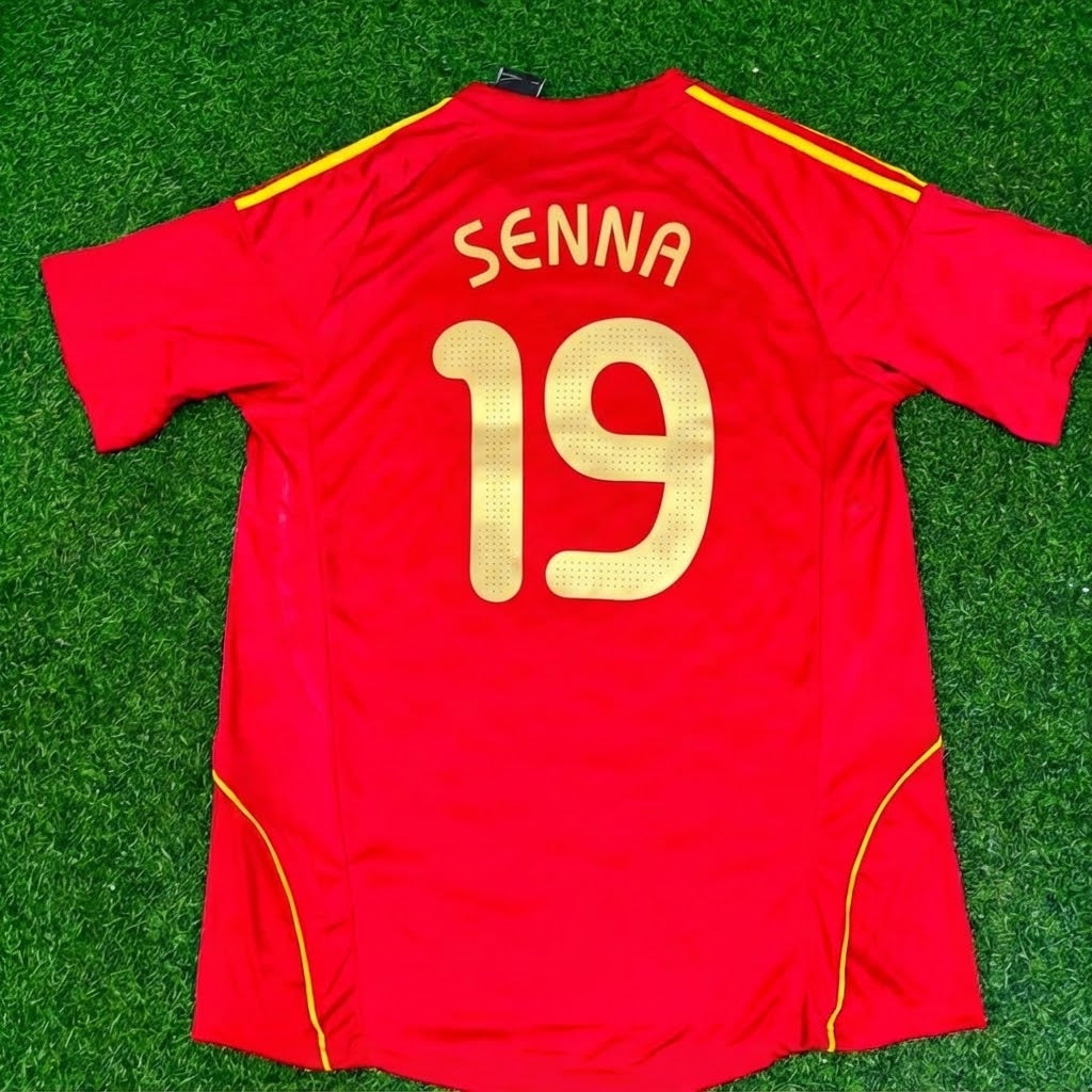 Marcos Senna #19 Spain EURO 2008 Red Home Retro Football Jersey