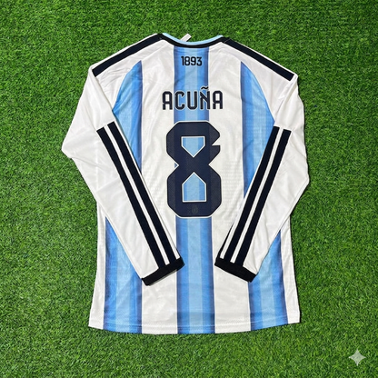 Marcos Acuña #8 Argentina 2026 World Cup Long Sleeve Football Jersey Kit