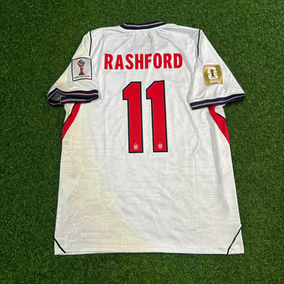 Marcus Rashford #11 England 2026 World Cup Kids White Football Jersey