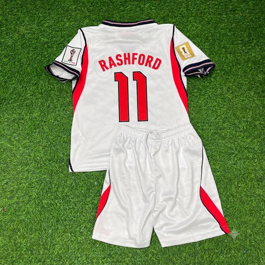 Marcus Rashford #11 England 2026 World Cup KIDS Home White Football Jersey