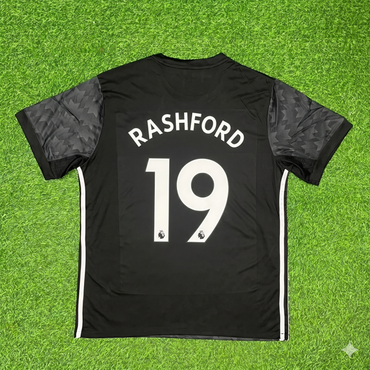 Marcus Rashford Manchester United 2017-2018 Black Retro Football Jersey