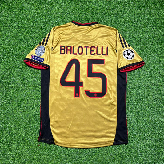 Mario Balotelli #45 AC Milan 2013 2014 Gold Retro Jersey