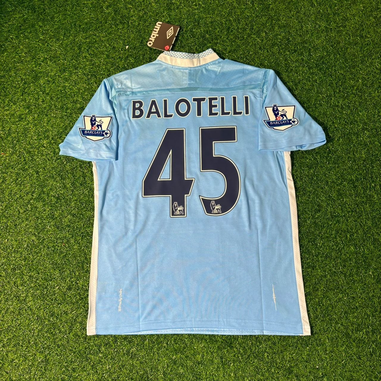Mario Balotelli 45 Manchester City Heimtrikot 2011/12 Blaues Retro-Trikot Fußballtrikot