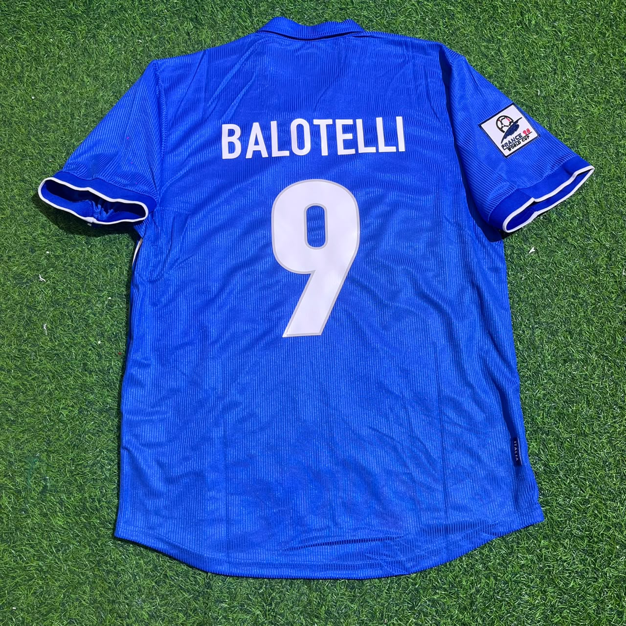 Mario Balotelli Italy Home Blue Retro Football Jersey