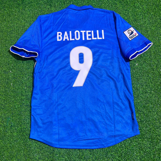 Mario Balotelli Italy Home Blue Retro Football Jersey