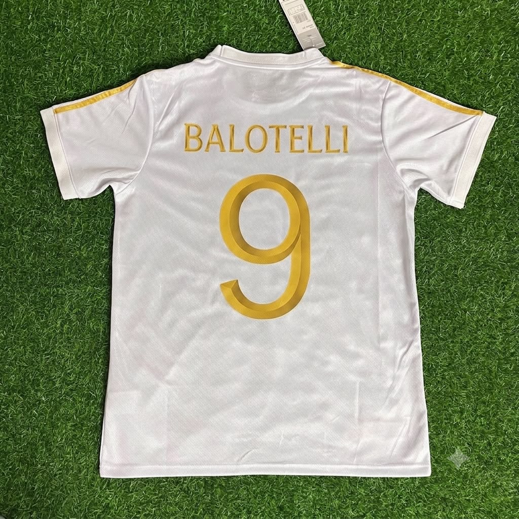 Mario Balotelli - Italy White Anniversary Kit Jersey Trikot Maillot Soccer Shirt
