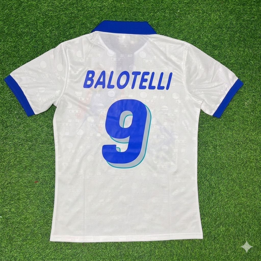 Mario Balotelli Italy White Retro Football Jersey Trikot Maillot