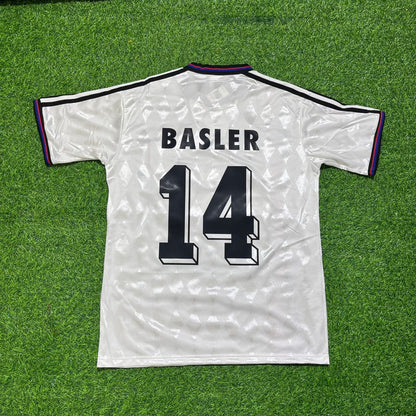 Mario Basler Bayern Munich 1997-1998 Away White Retro Football Jersey Kit