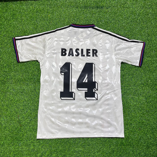 Mario Basler Bayern Munich 1997-1998 Away White Retro Football Jersey Kit
