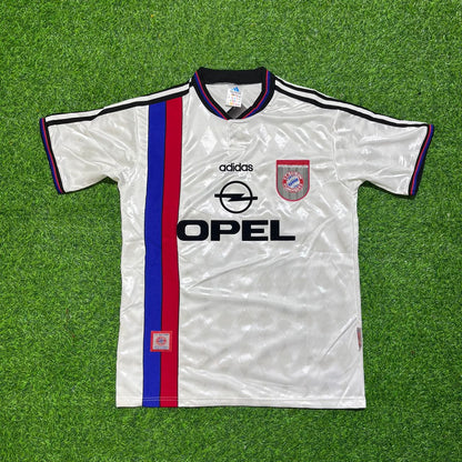 Mario Basler Bayern Munich 1997-1998 Away White Retro Football Jersey Kit