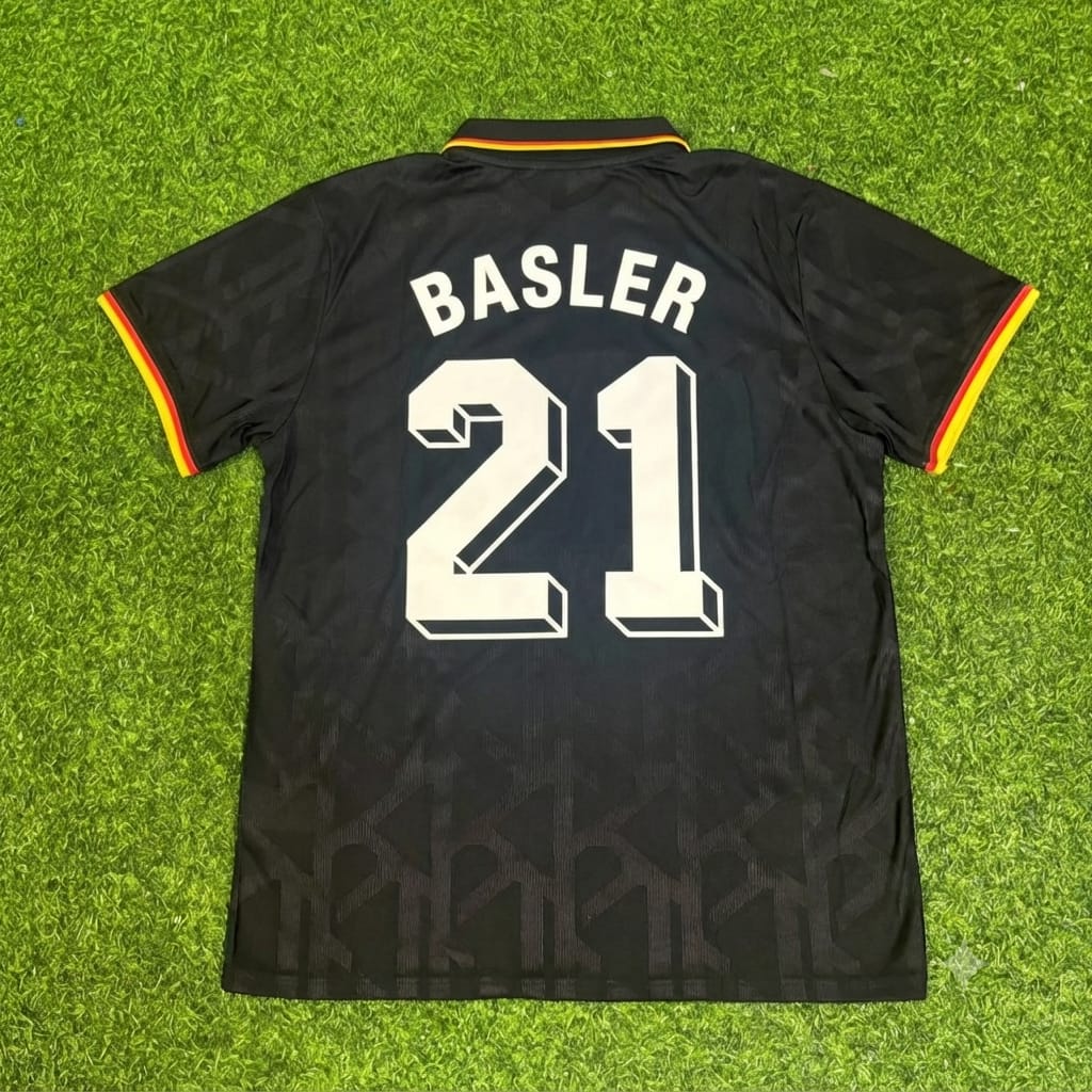 Mario Basler Germany Black Polo Retro Commemorative Jersey