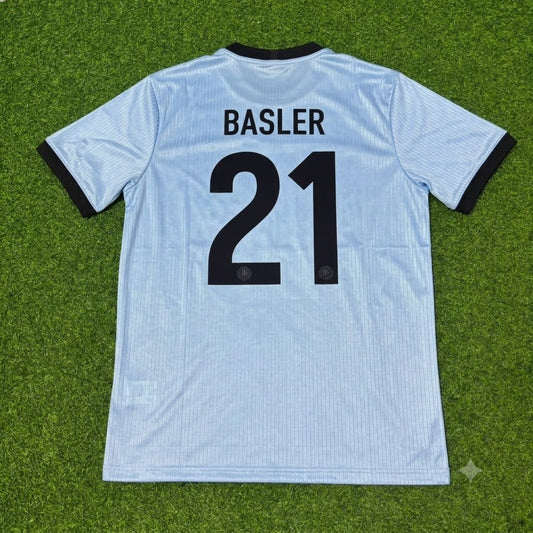Mario Basler Germany 125th Year Special Clear Blue Retro Football Jersey