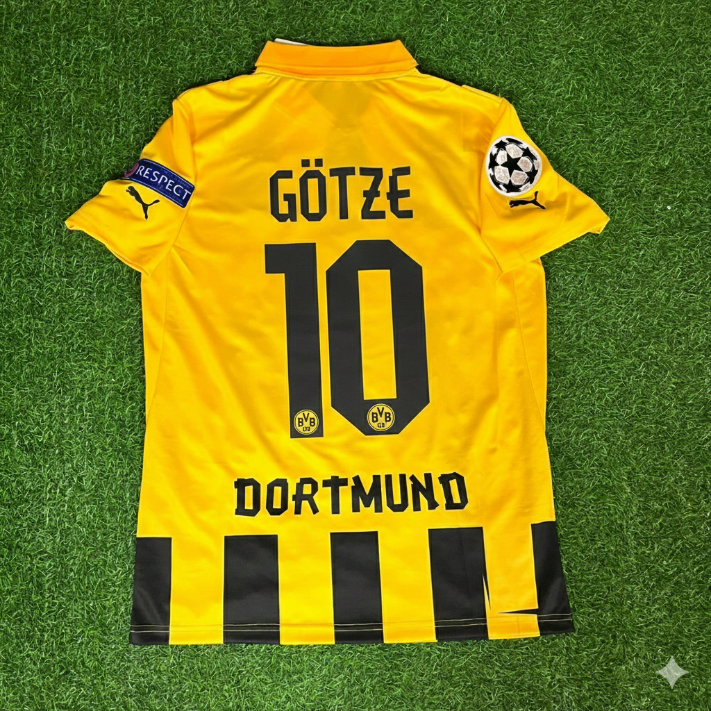 Mario Götze Borussia Dortmund 2013 Champions League Final Retro Football Jersey Kit