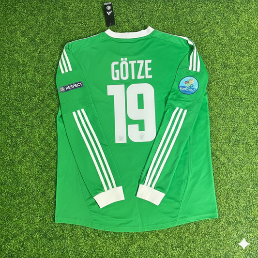 Mario Götze Germany EURO 2012 Long Sleeve Green Retro Football Jersey