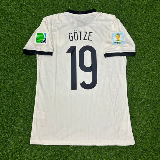 Mario Götze Germany 2014 World Cup Special Edition White Retro Football Jersey