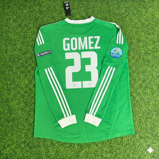 Mario Gomez Germany EURO 2012 Long Sleeve Green Retro Football Jersey