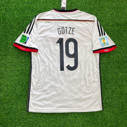 Mario Gotze - Germany Deutschland 2014 World Cup White Retro Kit Jersey Trikot Maillot Soccer Shirt