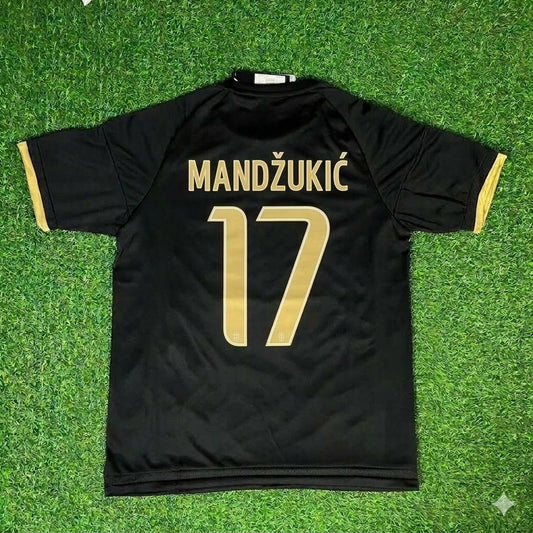 Mario Mandžukić 17- Juventus Retro Black Kit Jersey Trikot Maglia Soccer Shirt