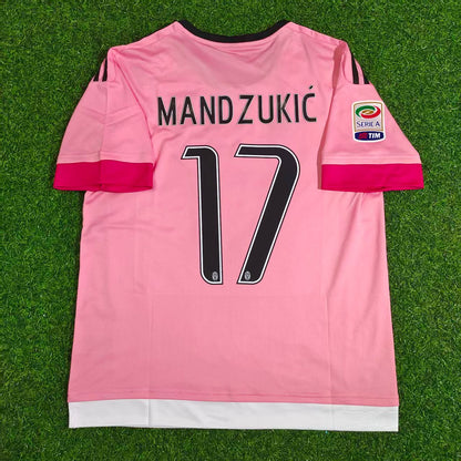 Mario Mandzukic Juventus Retro Pink 2015-2016 Jersey Trikot