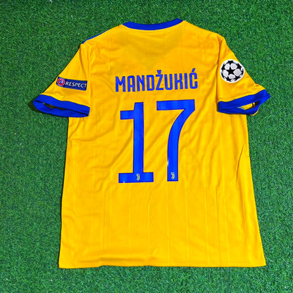 Mario Mandzukic Juventus 2017-2018 Yellow Retro Football Jersey
