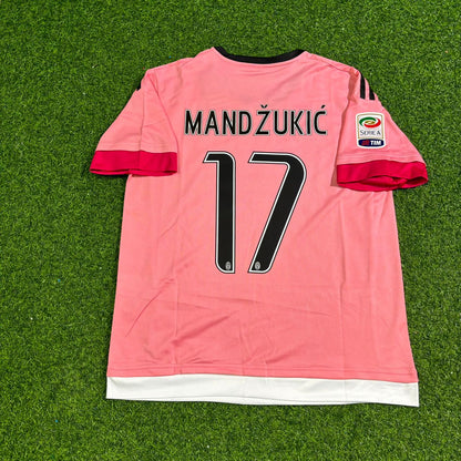 Mario Mandzukic Juventus Retro Pink 2015-2016 Jersey Trikot